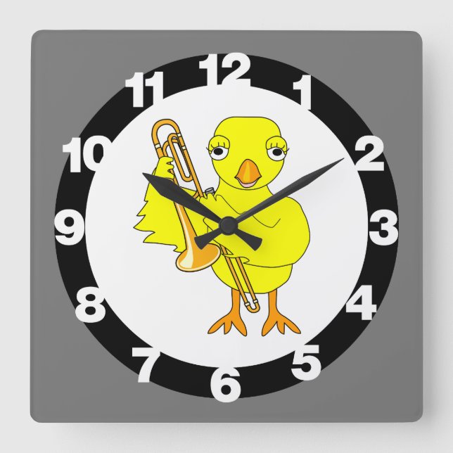 Trombone Chick Square Wall Clock (Front)