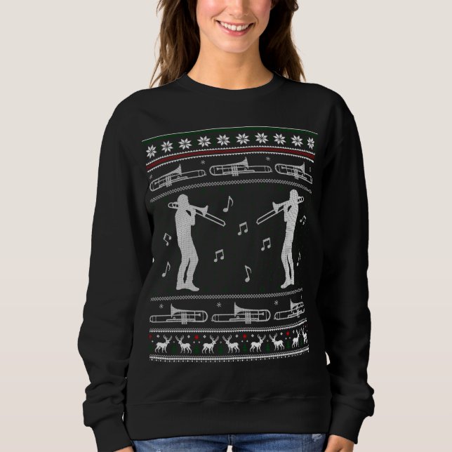 Trombone Christmas Funny Band Ugly Sweater (Front)
