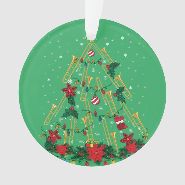 Trombone Christmas Tree Ornaments Funny Music Band (Front)