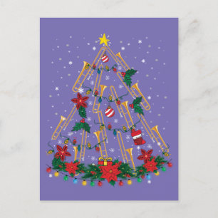 Trombone Christmas Tree Ornaments Funny Music Band Postcard