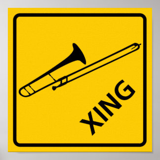 Trombone Crossing Highway Sign