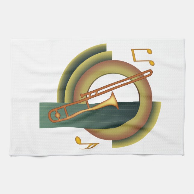 Trombone Deco1 Tea Towel (Horizontal)