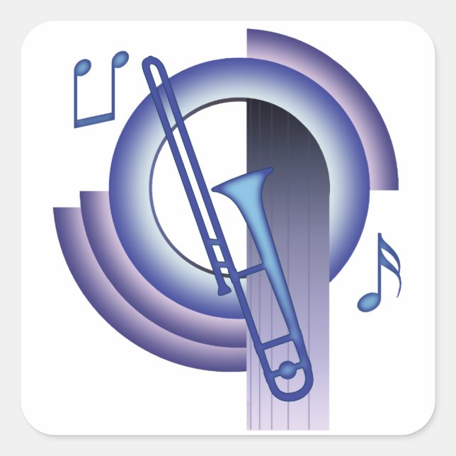 Trombone Deco2 Square Sticker (Front)