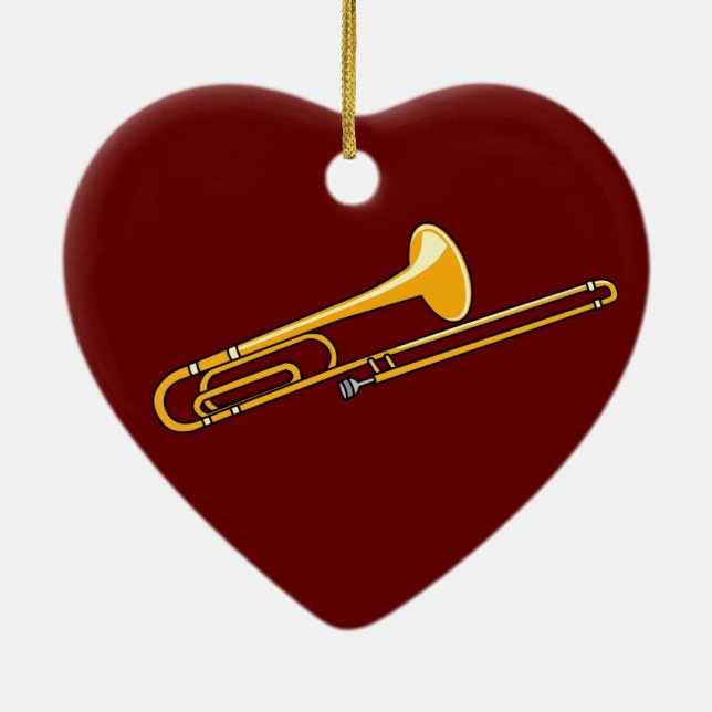 Trombone Drawing Ceramic Tree Decoration (Back)