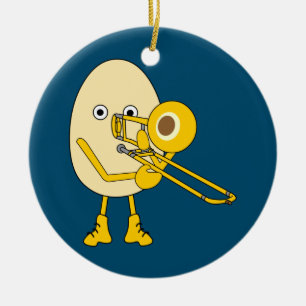 Trombone Egghead Ceramic Tree Decoration