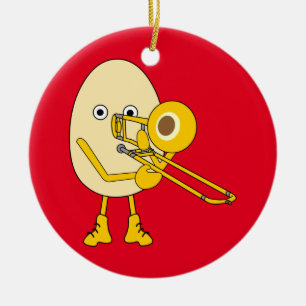 Trombone Egghead Ceramic Tree Decoration