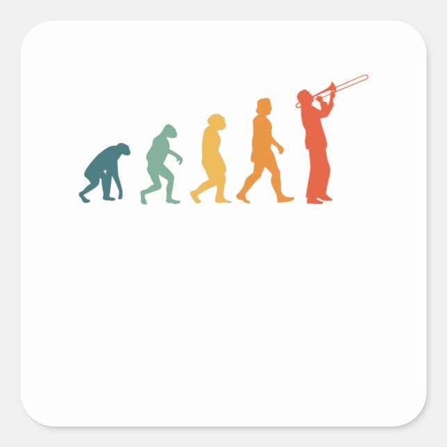 Trombone Evolution Retro Concert Band Trombonist Square Sticker (Front)