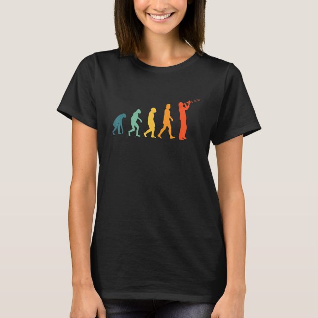 Trombone Evolution Retro Trombone Player Trombonis T-Shirt (Front)