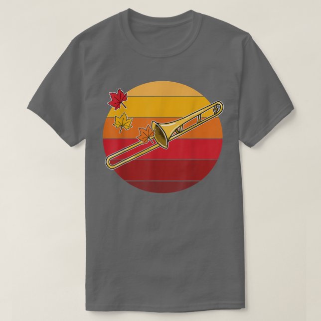 Trombone Fall Trombonist Autumn Thanksgiving Brass T-Shirt (Design Front)
