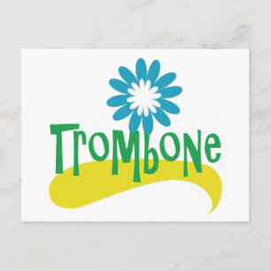 Trombone Fun Colourful Flower Postcard