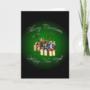 Trombone ~Gifts “Merry Christmas & Happy New Yea Holiday Card