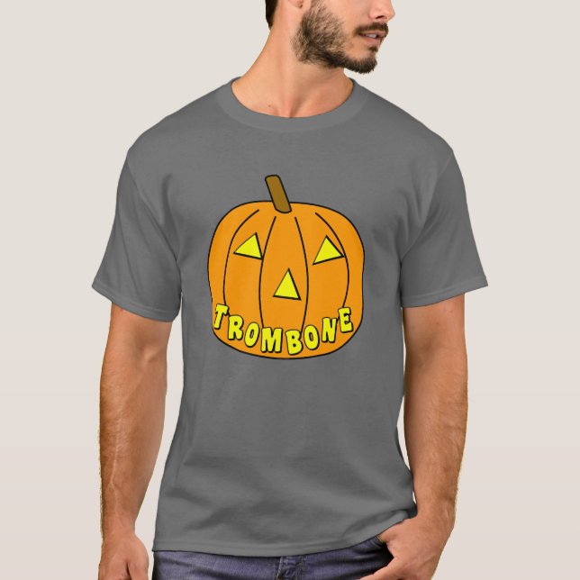 Trombone Halloween Pumpkin T-Shirt (Front)
