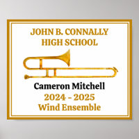 Trombone High School Band Gold Personalised