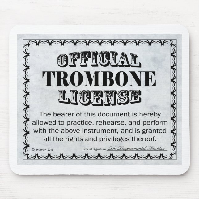 Trombone License Mouse Pad (Front)