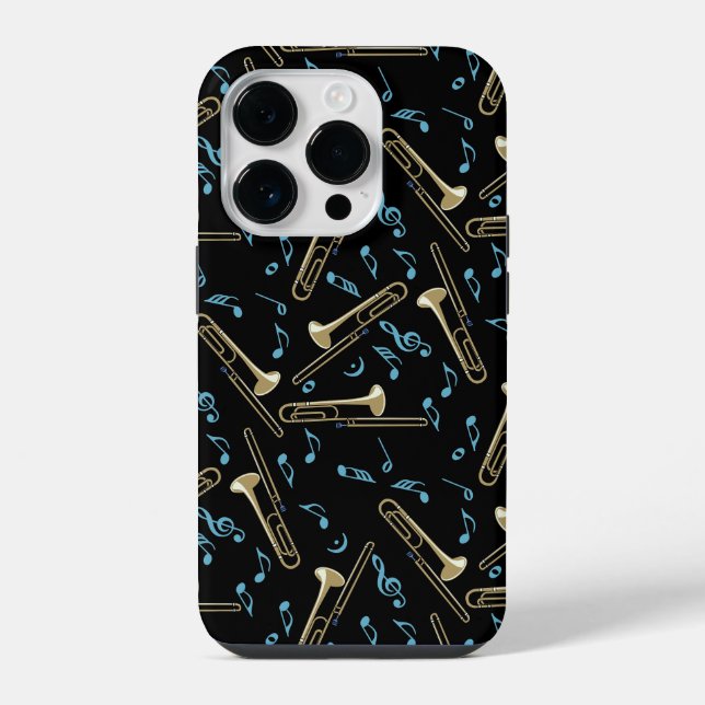 Trombone Music Notes  iPhone Case (Back)