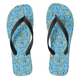 Trombone Music Notes Pattern Jandals