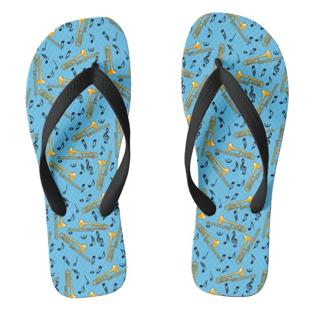 Trombone Music Notes Pattern Jandals (Footbed)