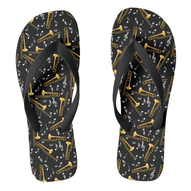 Trombone Music Notes Pattern Jandals (Footbed)