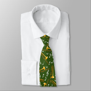 Trombone Music Notes Pattern Tie