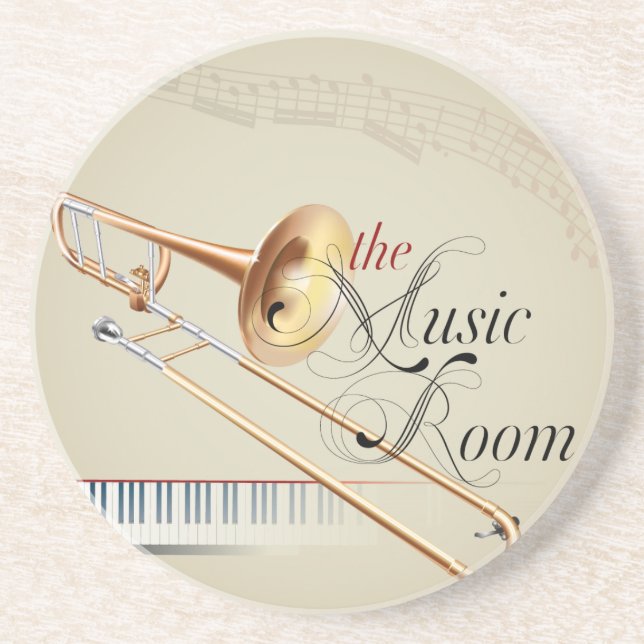 Trombone Music Room Coaster (Front)