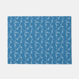 Trombone Musical Instrument Marching Band Blue Doormat