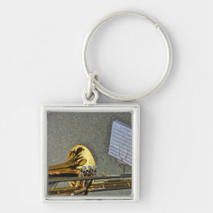 Trombone musical instrument with notation key ring
