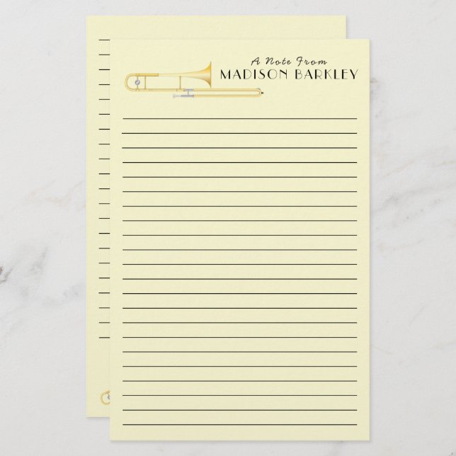 Trombone Musician Teacher Stationery (Front/Back)