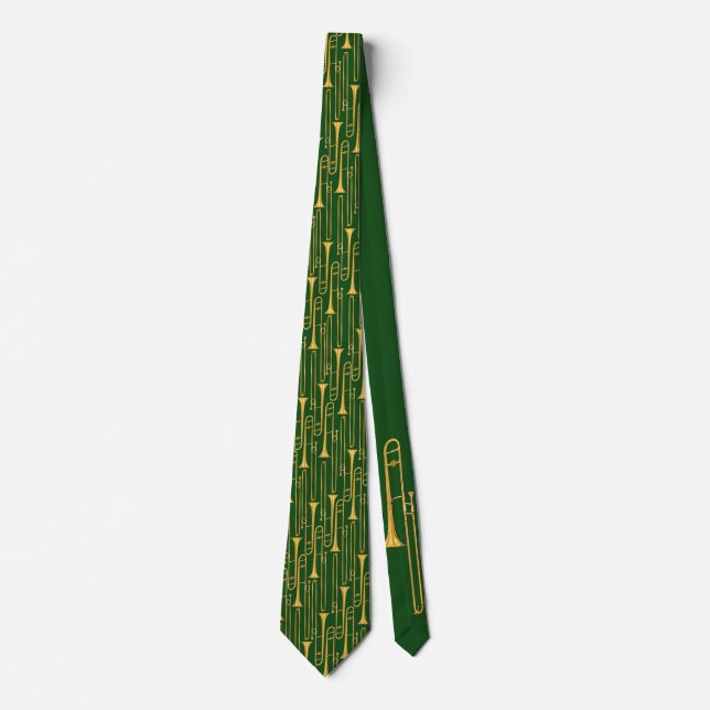 Trombone Neck Tie (Green) (Front)