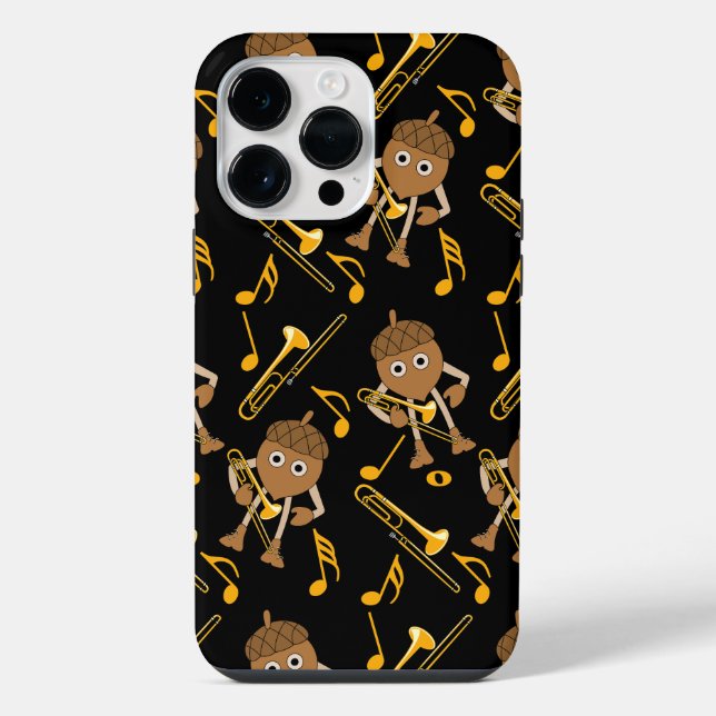 Trombone Nut Music Notes Black iPhone Case (Back)