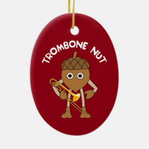 Trombone Nut Text Ceramic Tree Decoration