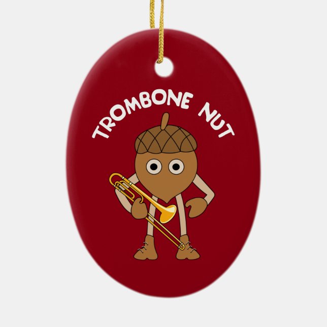 Trombone Nut Text Ceramic Tree Decoration (Back)