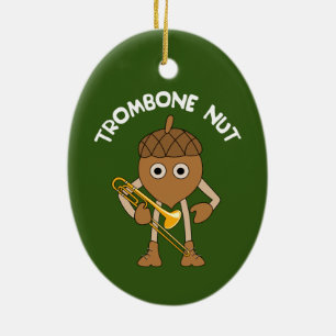 Trombone Nut Text Ceramic Tree Decoration