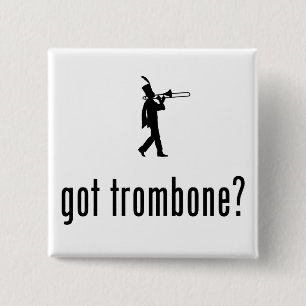 Trombone Player 15 Cm Square Badge