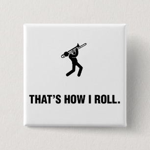 Trombone Player 15 Cm Square Badge