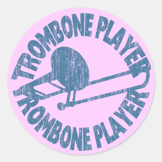 Trombone Player Classic Round Sticker (Front)