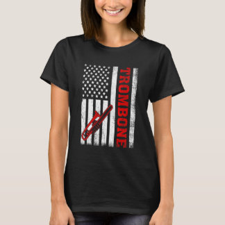 Trombone Retro American Flag Trombone 4th Of July T-Shirt