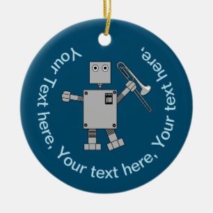 Trombone Robot Ceramic Tree Decoration