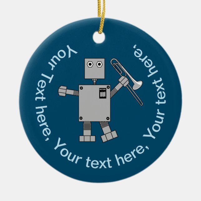 Trombone Robot Ceramic Tree Decoration (Front)