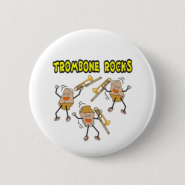 Trombone Rocks 6 Cm Round Badge (Front)