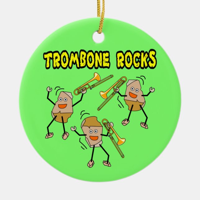 Trombone Rocks Ceramic Tree Decoration (Front)