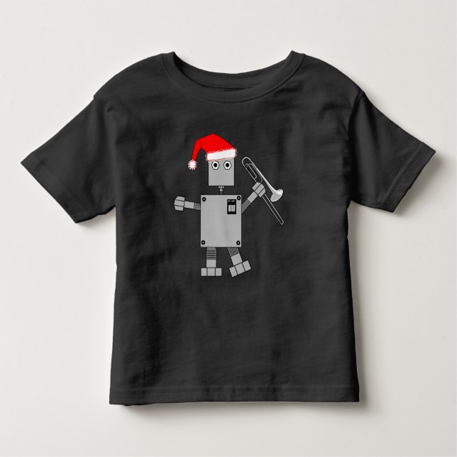 Trombone Santa Hat Robot Toddler T-Shirt (Front)