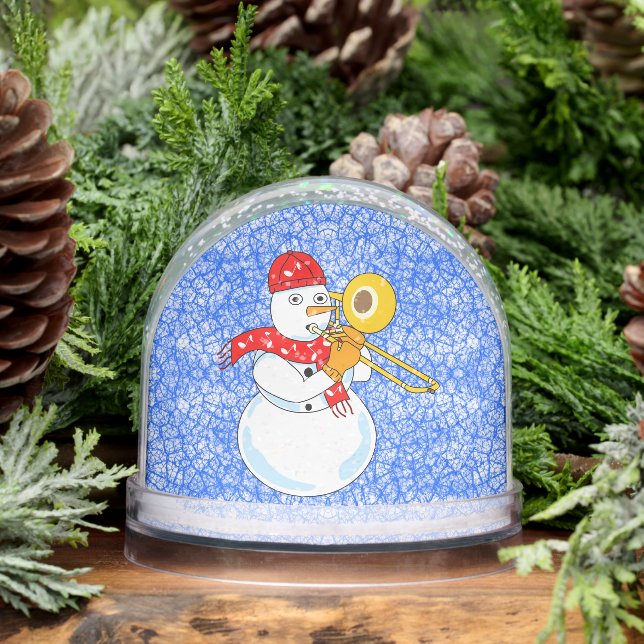 Trombone Snowman Snow Globe (Winter)