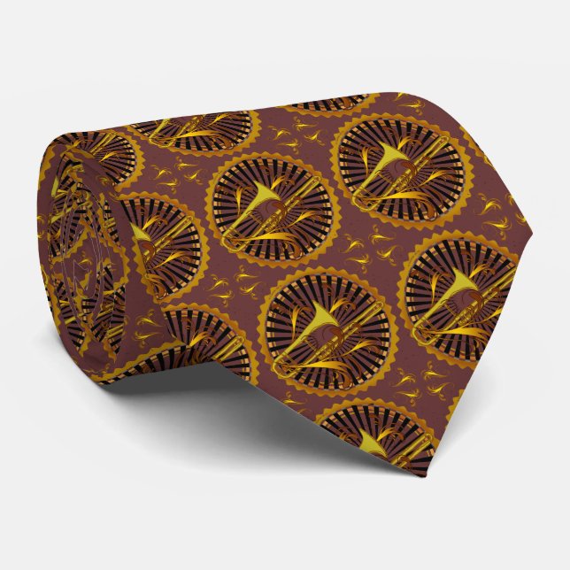 Trombone Swirls Tie (Rolled)