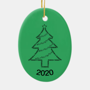 Trombone Text Christmas Tree Ceramic Tree Decoration