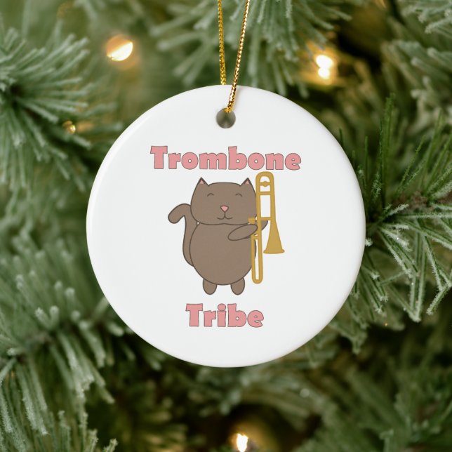 Trombone Tribe Cute Cat Pink Letterns Ceramic Tree Decoration (Tree)