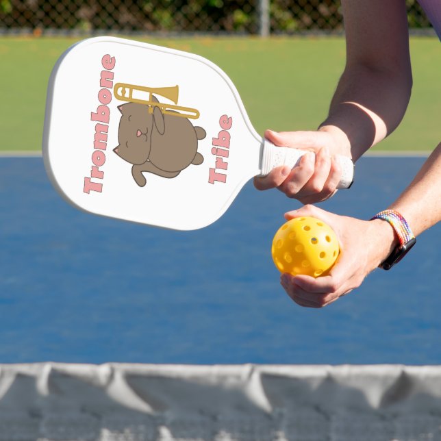 Trombone Tribe Cute Kitty Cat Pink Letters Pickleball Paddle (Insitu)