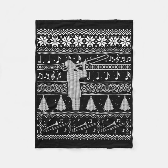 Trombone Ugly Christmas Shirt Funny Nd Sweater  Fleece Blanket (Front)