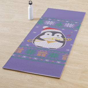 Trombone Ugly Christmas Sweater Penguin Xmas Famil Yoga Mat