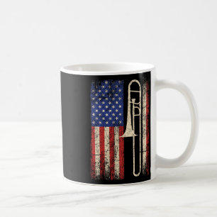 Trombone Usa American Flag Shirt Jazz Music Vintag Coffee Mug