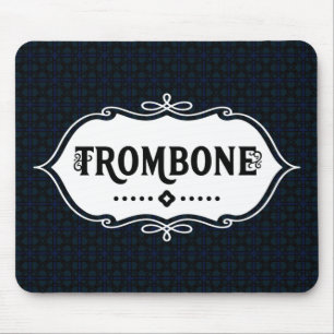 Trombone White Emblem Mouse Pad